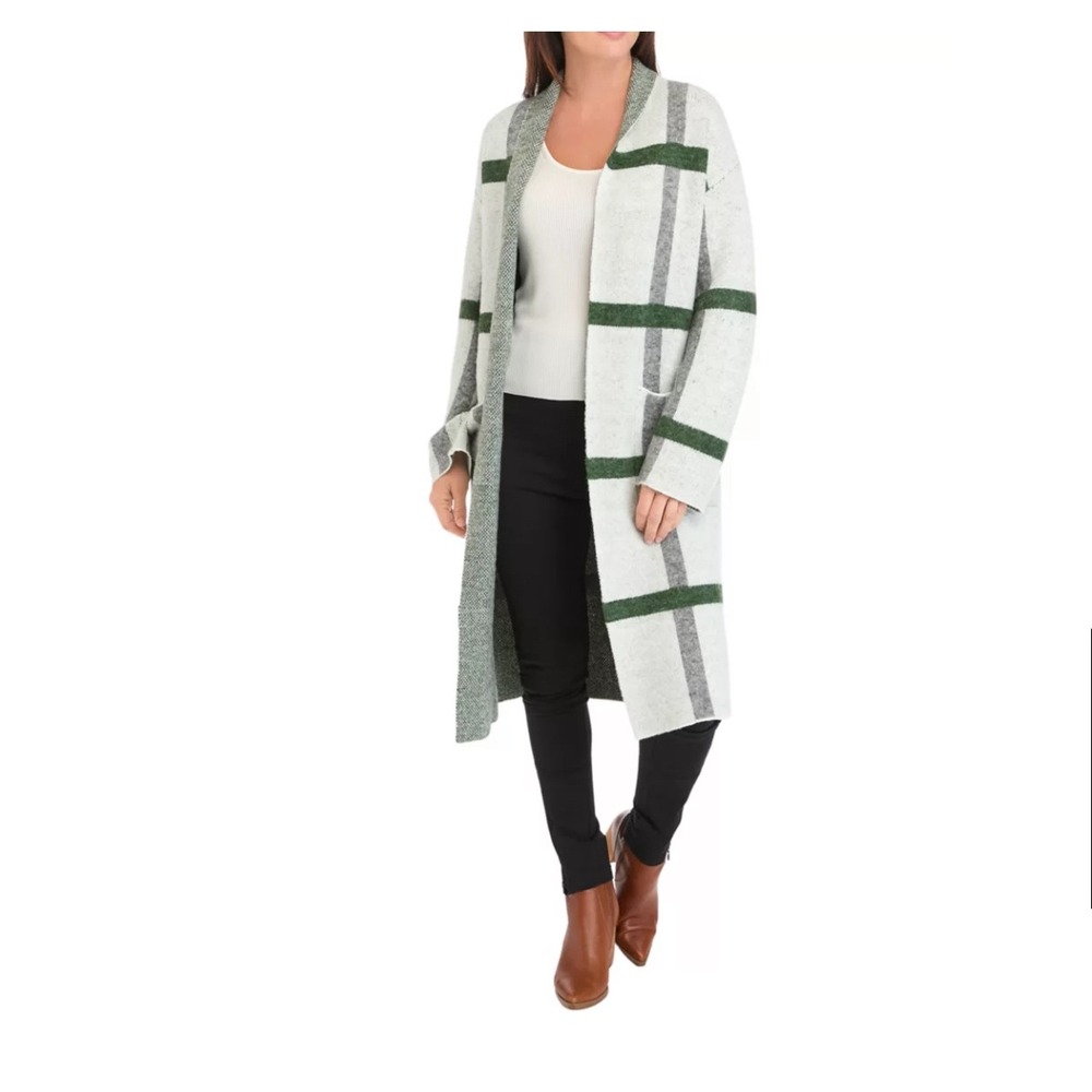 Cyrus Women’s Medium Gray ‎Open Front long Coatigan Cabincore Preppy Cottagecore